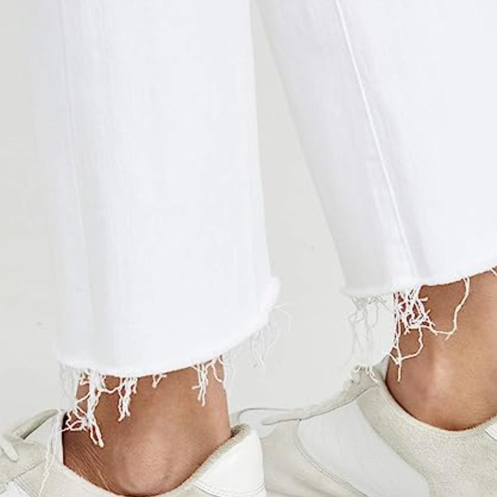 NWT! Mother Women's The Hustler Ankle Fray Jeans, Fairest of Them All, White, 28 - Picture 4 of 11